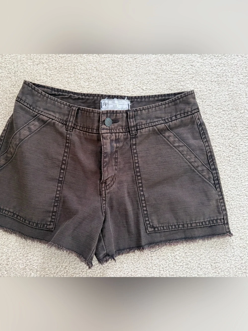 Free People Brown Frayed Denim Shorts. 25/0